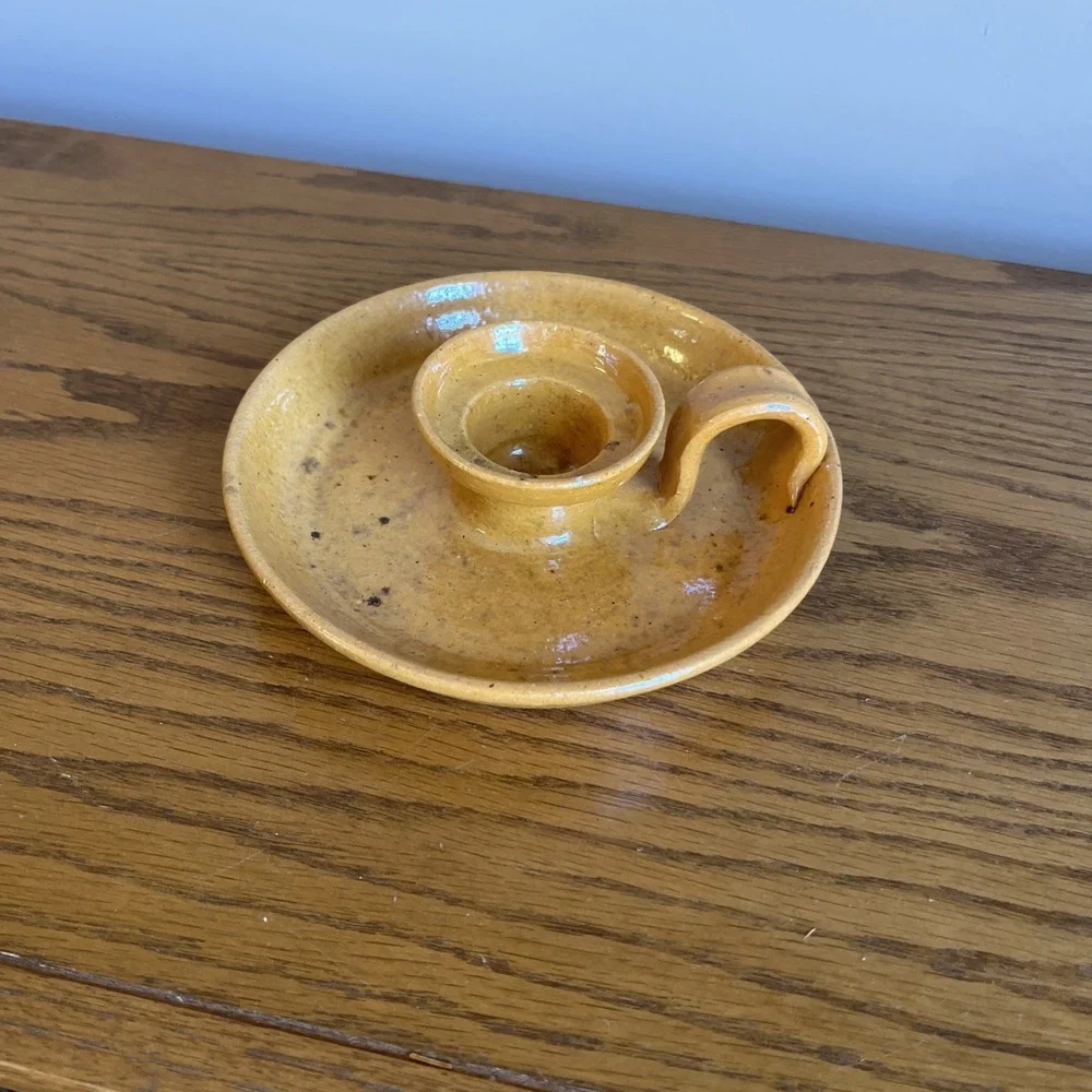 Jugtown Ware Studio Pottery  Chamberstick Candle Holder 5.75